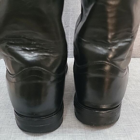 Justin Jackson Black Leather Cowboy Boots round to 3133 Men's sz 9.5EE WIDE - Picture 8 of 11